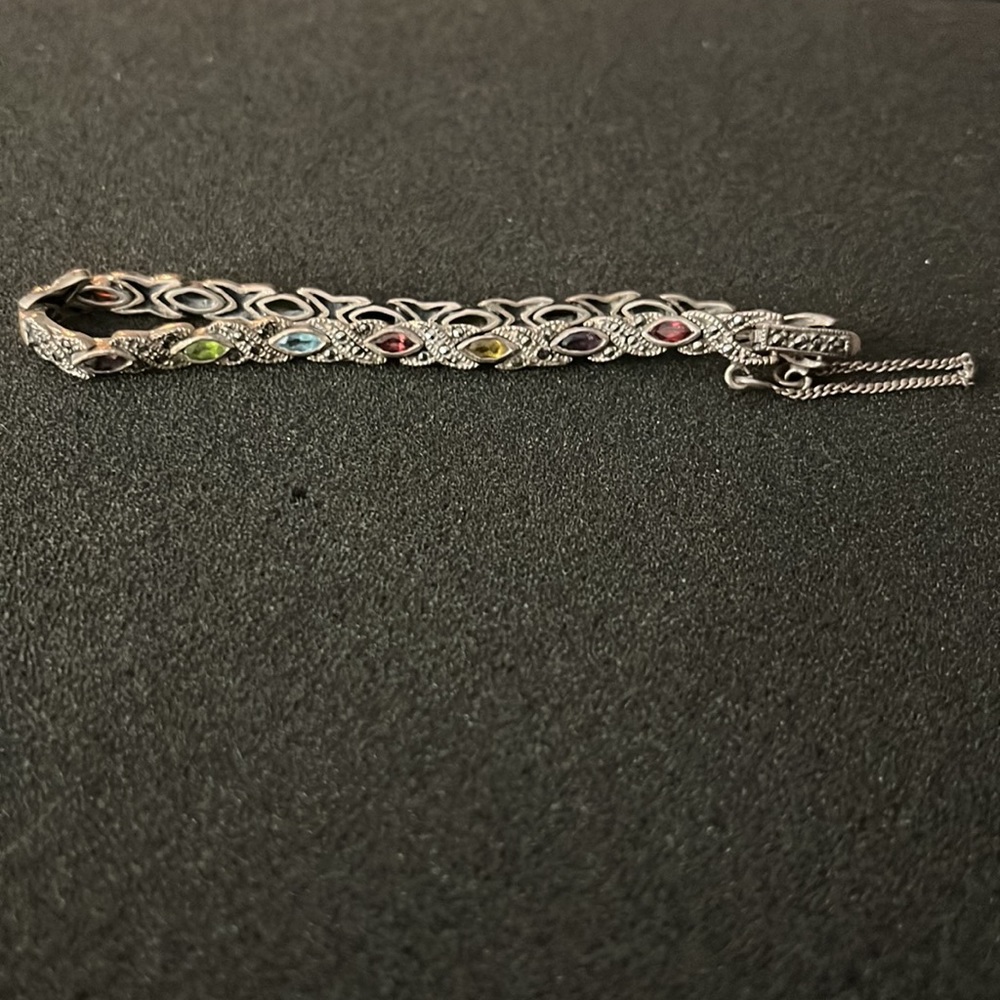 *Vintage 925 multi gem 7” Bracelet - Picture 2 of 6